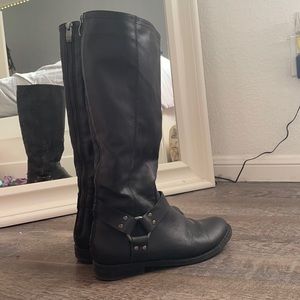 Black tall riding boots